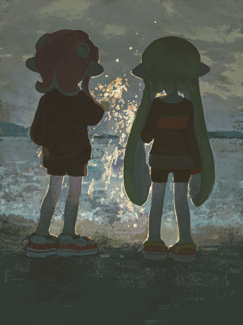 inkling player character, inkling girl, octoling player character, octoling girl, agent 8, and 1 more (splatoon and 2 more) drawn by suaiocin