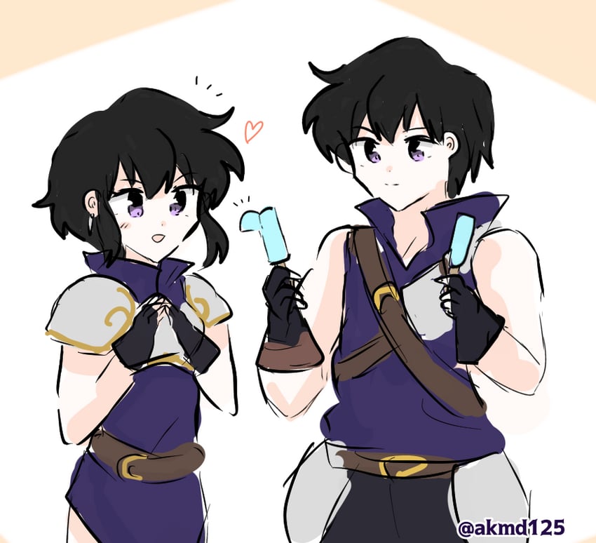 larcei and scathach (fire emblem and 1 more) drawn by akmd125