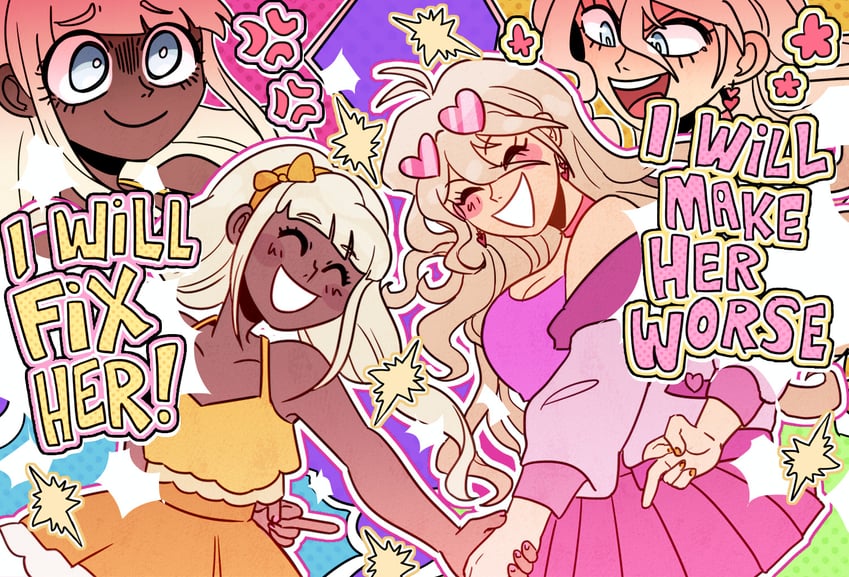 iruma miu and yonaga angie (danganronpa and 1 more) drawn by ministarfruit