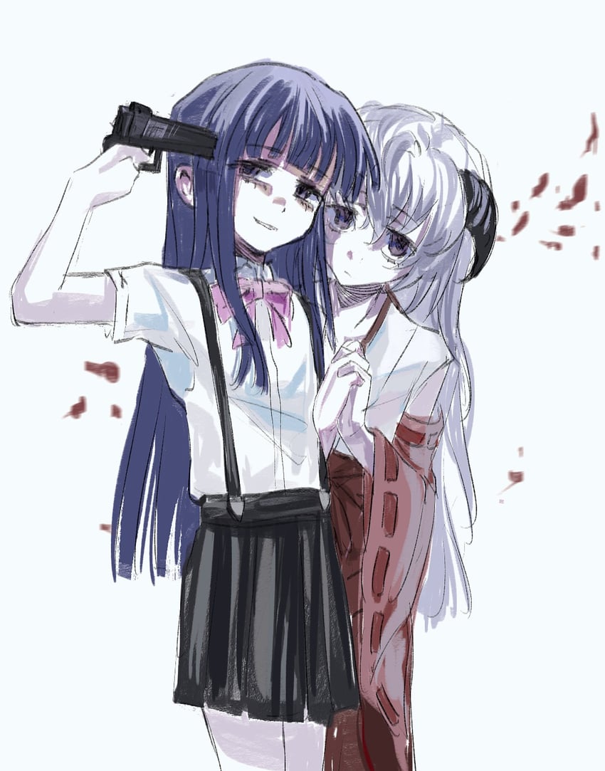 furude rika and hanyuu (higurashi no naku koro ni) drawn by moyiliu3