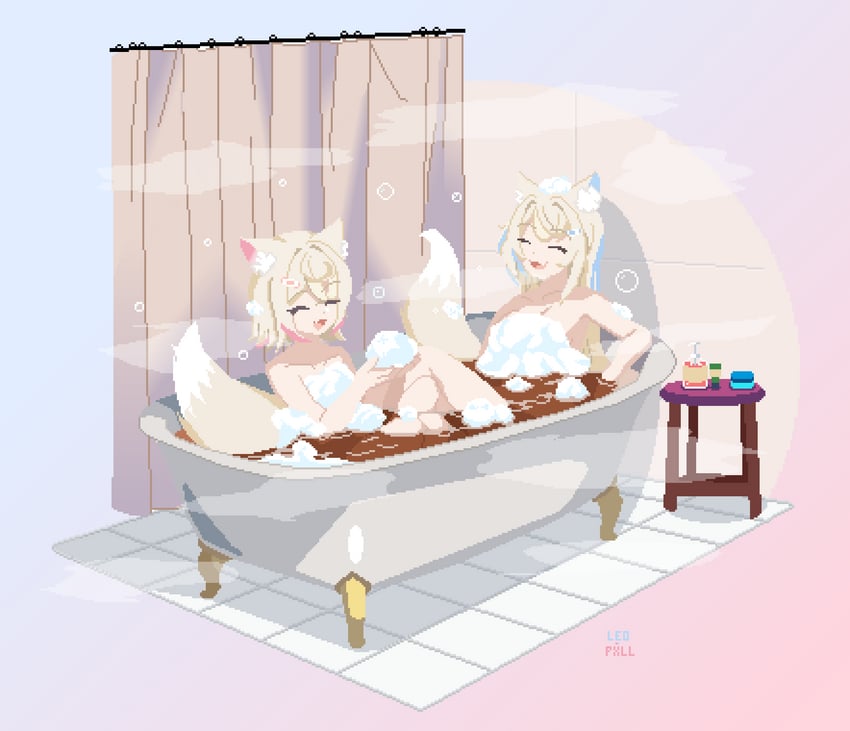 fuwawa abyssgard and mococo abyssgard (hololive and 1 more) drawn by leopxl