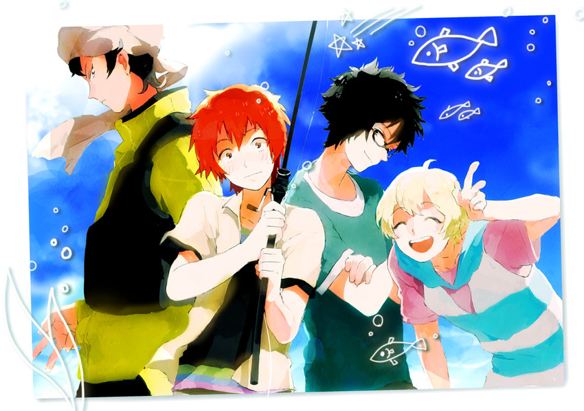 haru, sanada yuki, usami natsuki, and akira agarkar yamada (tsuritama) drawn by gomosawa