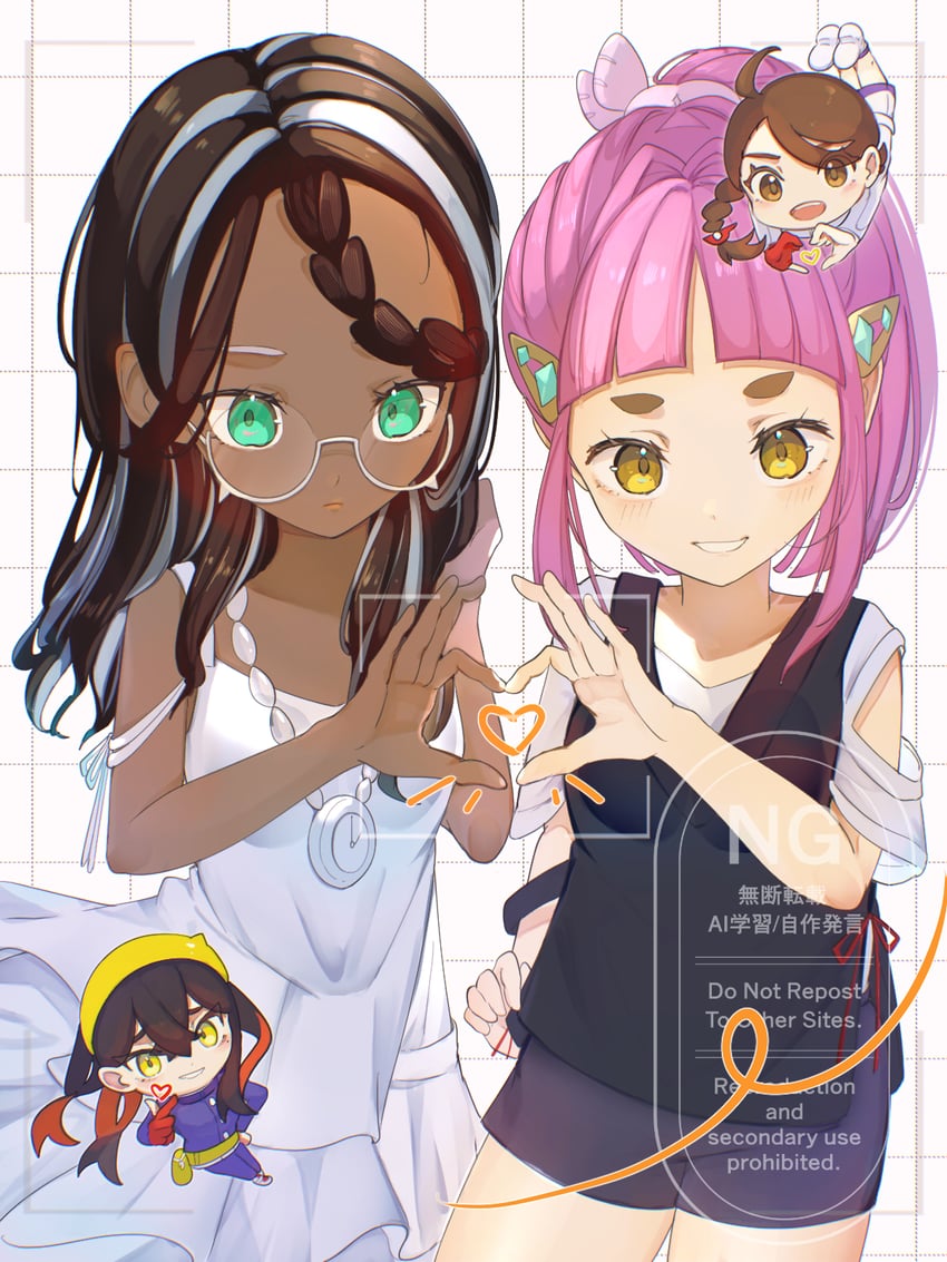 juliana, carmine, lacey, and amarys (pokemon and 1 more) drawn by tonbo_(tonbo63194)