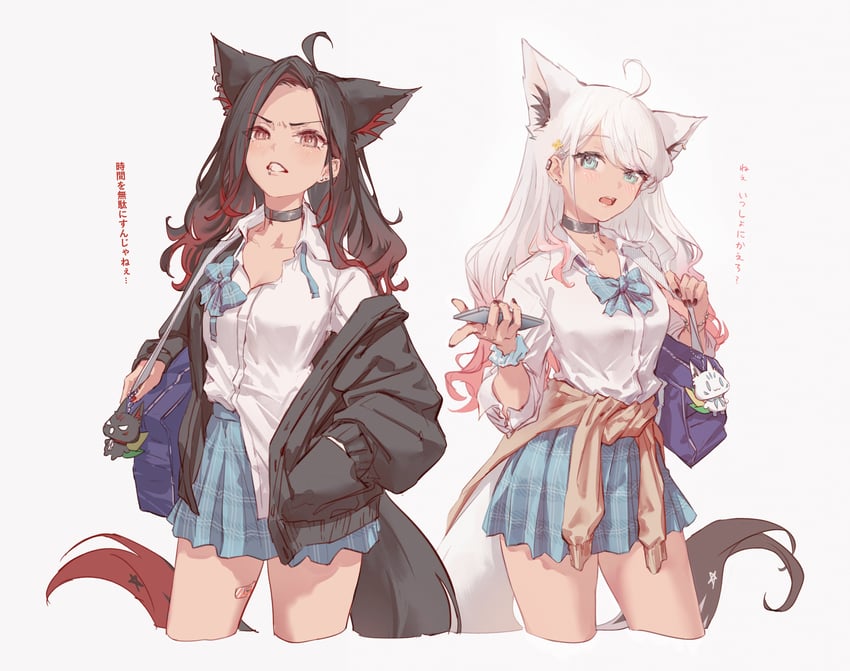 shirakami fubuki, kurokami fubuki, and sukonbu (hololive) drawn by hyde_(tabakko)