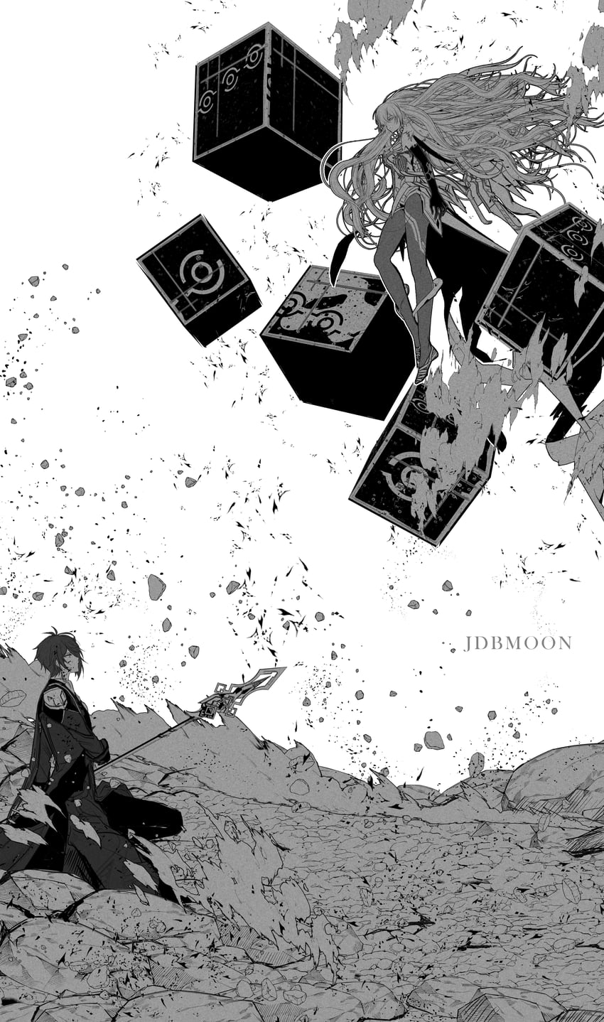 zhongli and unknown god (genshin impact) drawn by jdb_moon