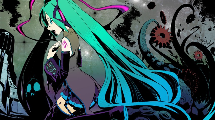 hatsune miku (vocaloid and 1 more) drawn by maxgonta