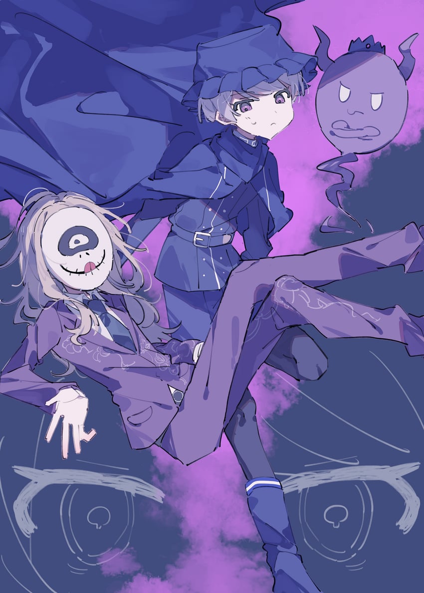 yuma kokohead, shinigami, and makoto kagutsuchi (master detective archives: rain code) drawn by hwr33m