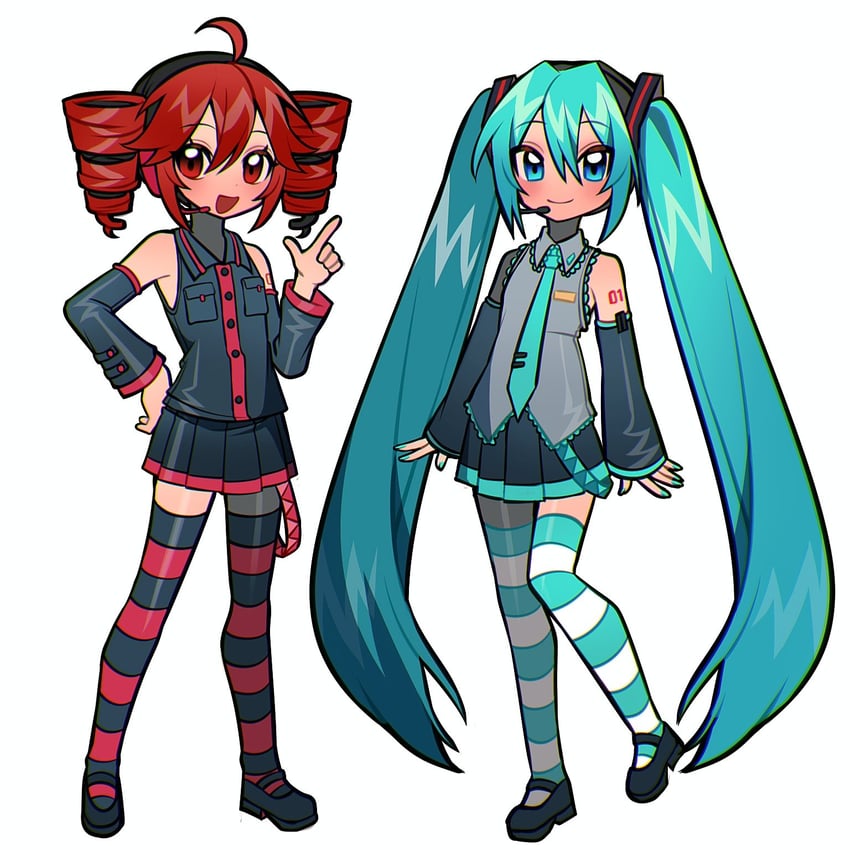 hatsune miku and kasane teto (vocaloid and 1 more) drawn by kakosa_sama
