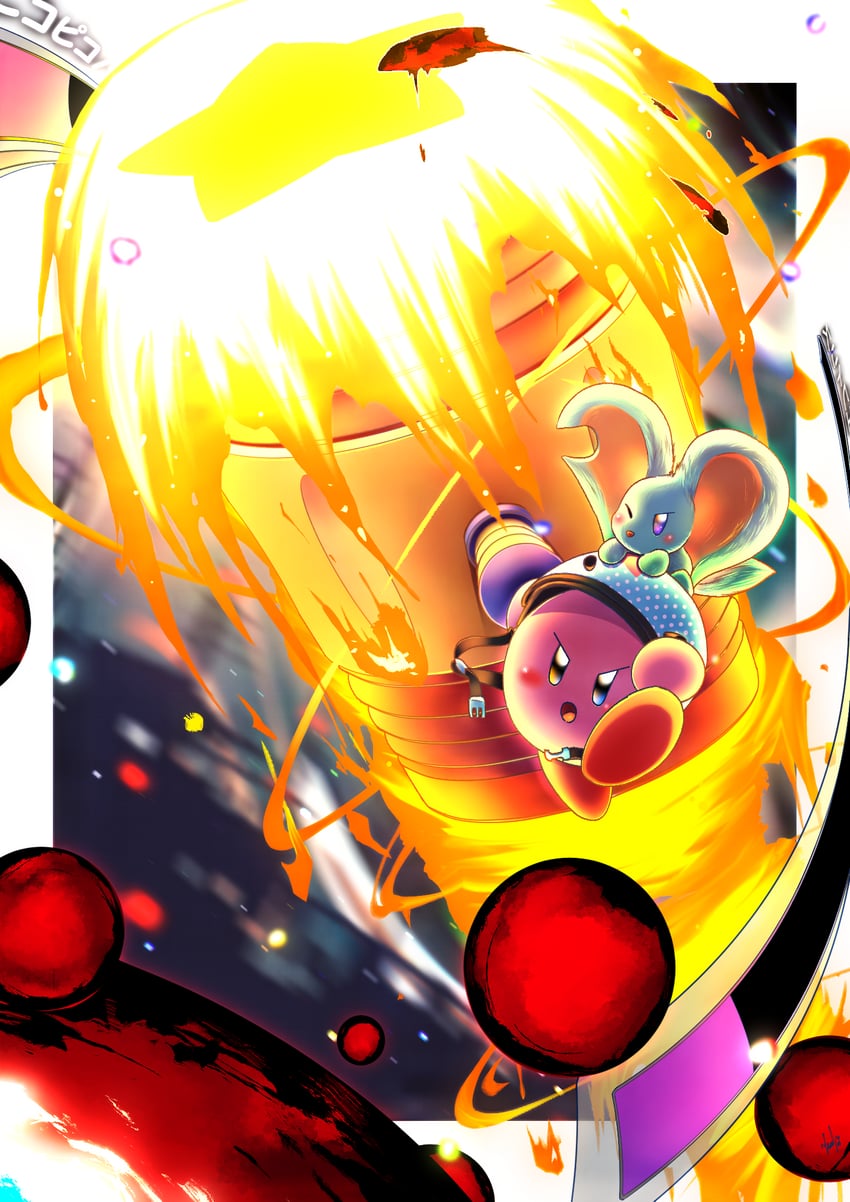 kirby, elfilin, fecto elfilis, hammer kirby, chaos elfilis, and 1 more (kirby and 1 more) drawn by kon'iro_(godzilla0725)