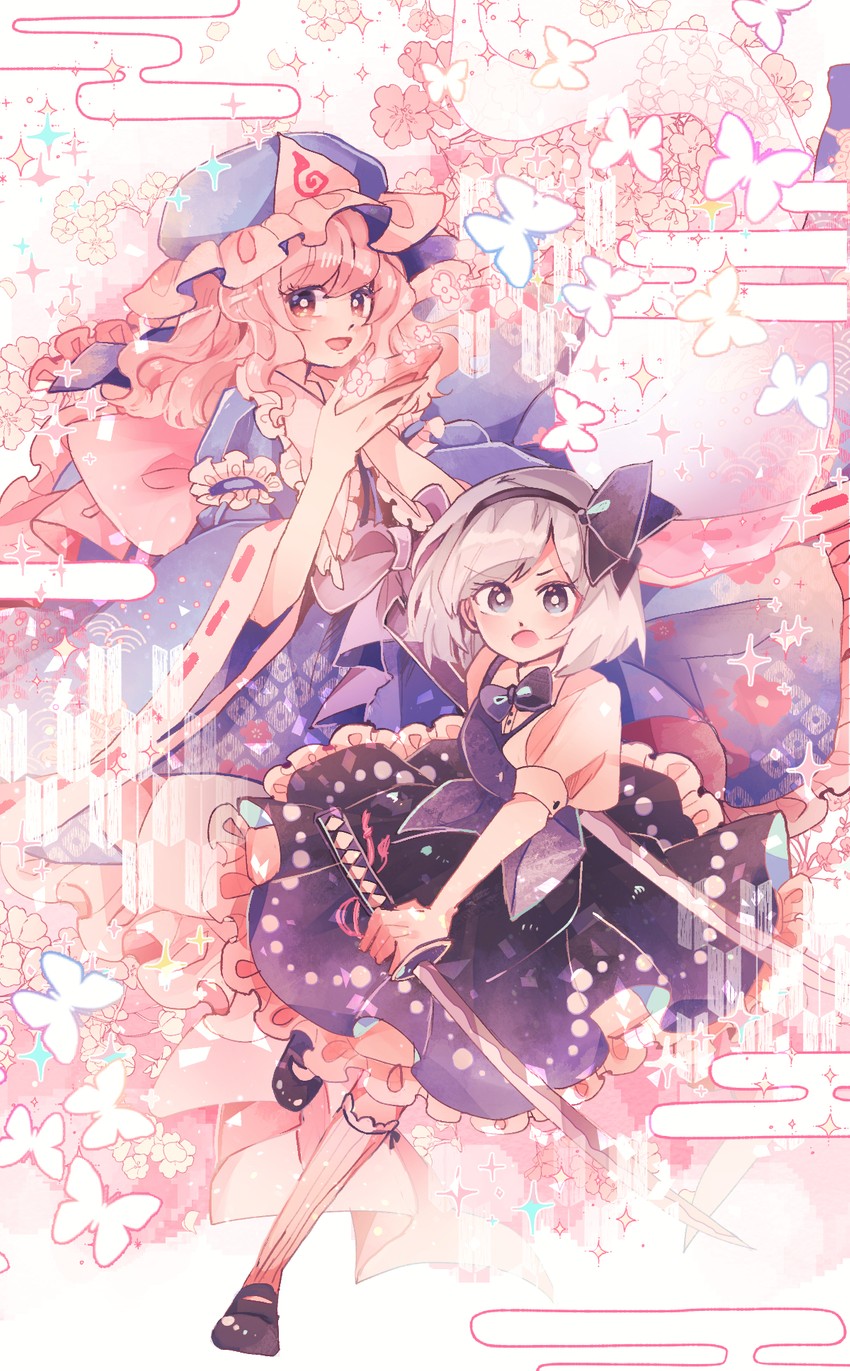 konpaku youmu and saigyouji yuyuko (touhou and 1 more) drawn by ratto_(mobilis_1870)