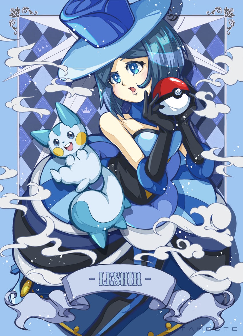 pachirisu and evelyn (pokemon and 1 more) drawn by ame_(tameste)