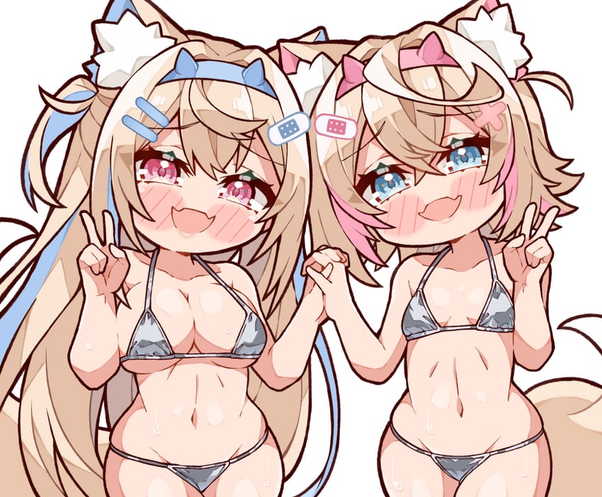 fuwawa abyssgard and mococo abyssgard (hololive and 1 more) drawn by kukie-nyan