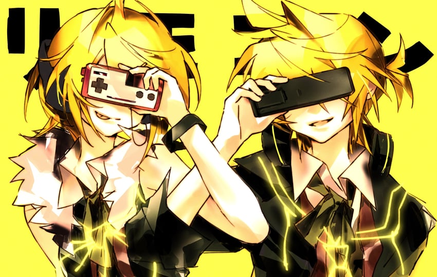 kagamine rin and kagamine len (vocaloid and 1 more) drawn by hynn0x_x