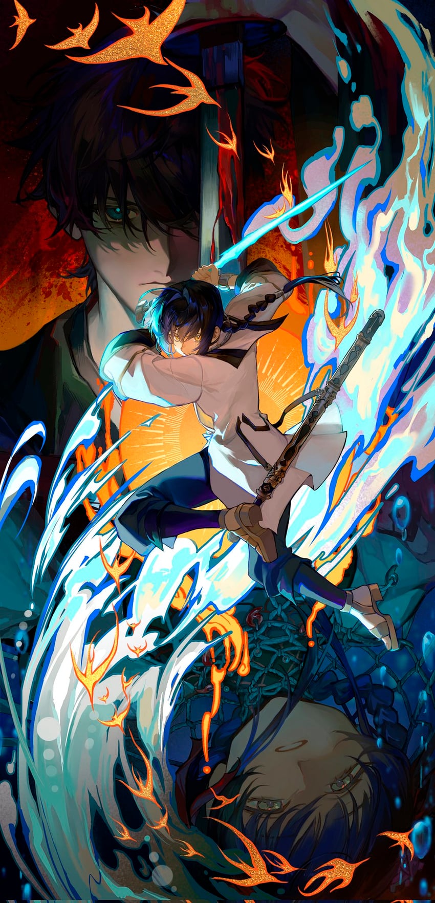 yamato takeru, miyamoto iori, and ototachibana-hime (fate and 1 more) drawn by aizendai