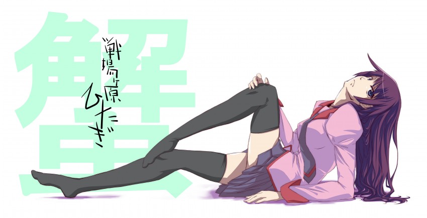 senjougahara hitagi (monogatari and 1 more) drawn by kntc