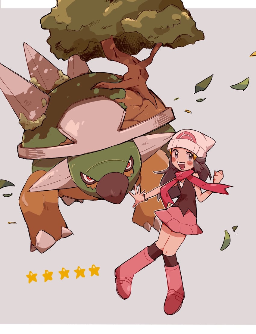 dawn and torterra (pokemon and 1 more) drawn by petoke
