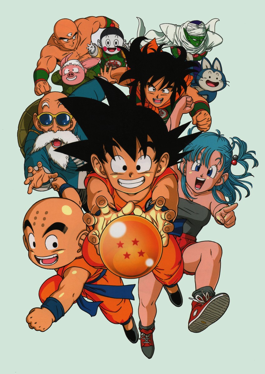 son goku, bulma, piccolo, kuririn, muten roushi, and 5 more (dragon ball)