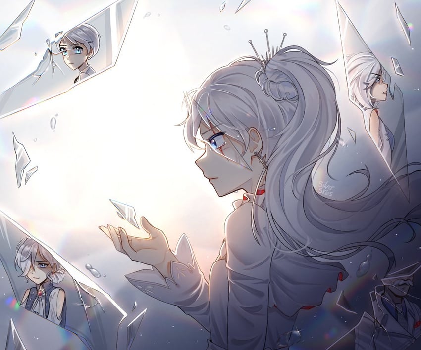 weiss schnee, winter schnee, willow schnee, whitley schnee, and jacques schnee (rwby) drawn by silverskies