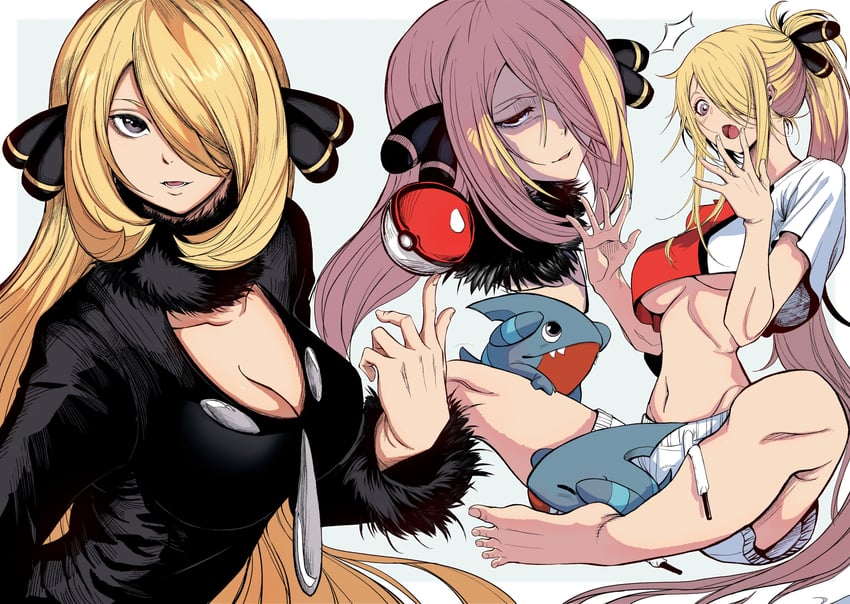 cynthia and gible (pokemon and 1 more) drawn by jesse_schickler