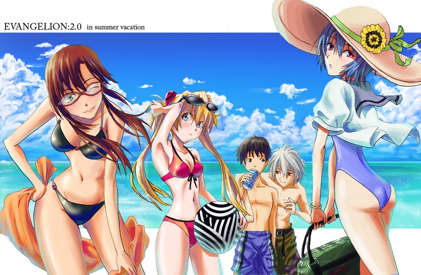souryuu asuka langley, ayanami rei, ikari shinji, nagisa kaworu, makinami mari illustrious, and 1 more (neon genesis evangelion and 2 more) drawn by kaeru_(kaerism)