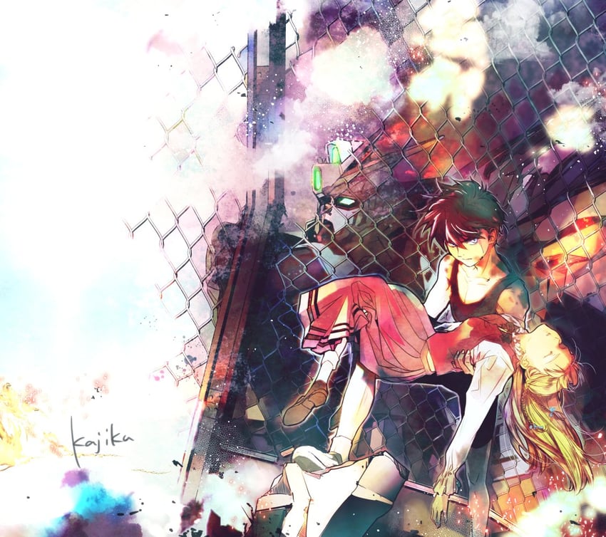 heero yuy and relena peacecraft (gundam and 1 more) drawn by kajikaono