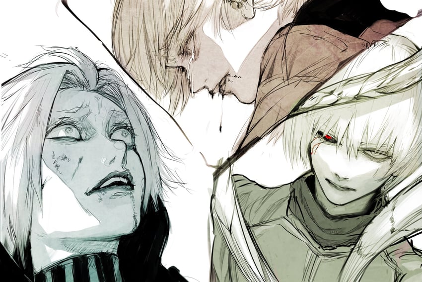 kaneki ken, mado akira, and takizawa seidou (tokyo ghoul and 1 more) drawn by stfr_(stfr_kaz)