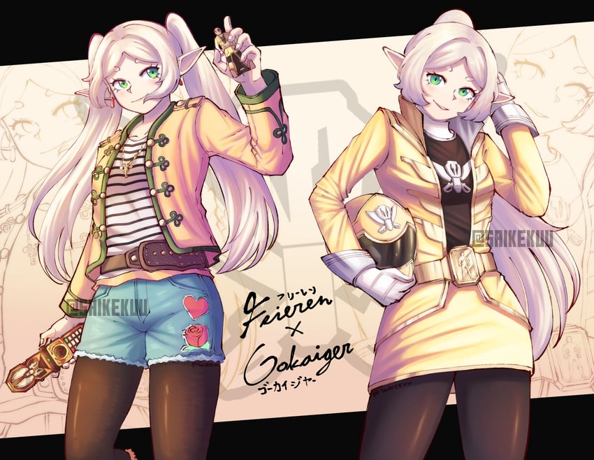 frieren, luka millfy, and gokai yellow (sousou no frieren and 2 more) drawn by saikekuu