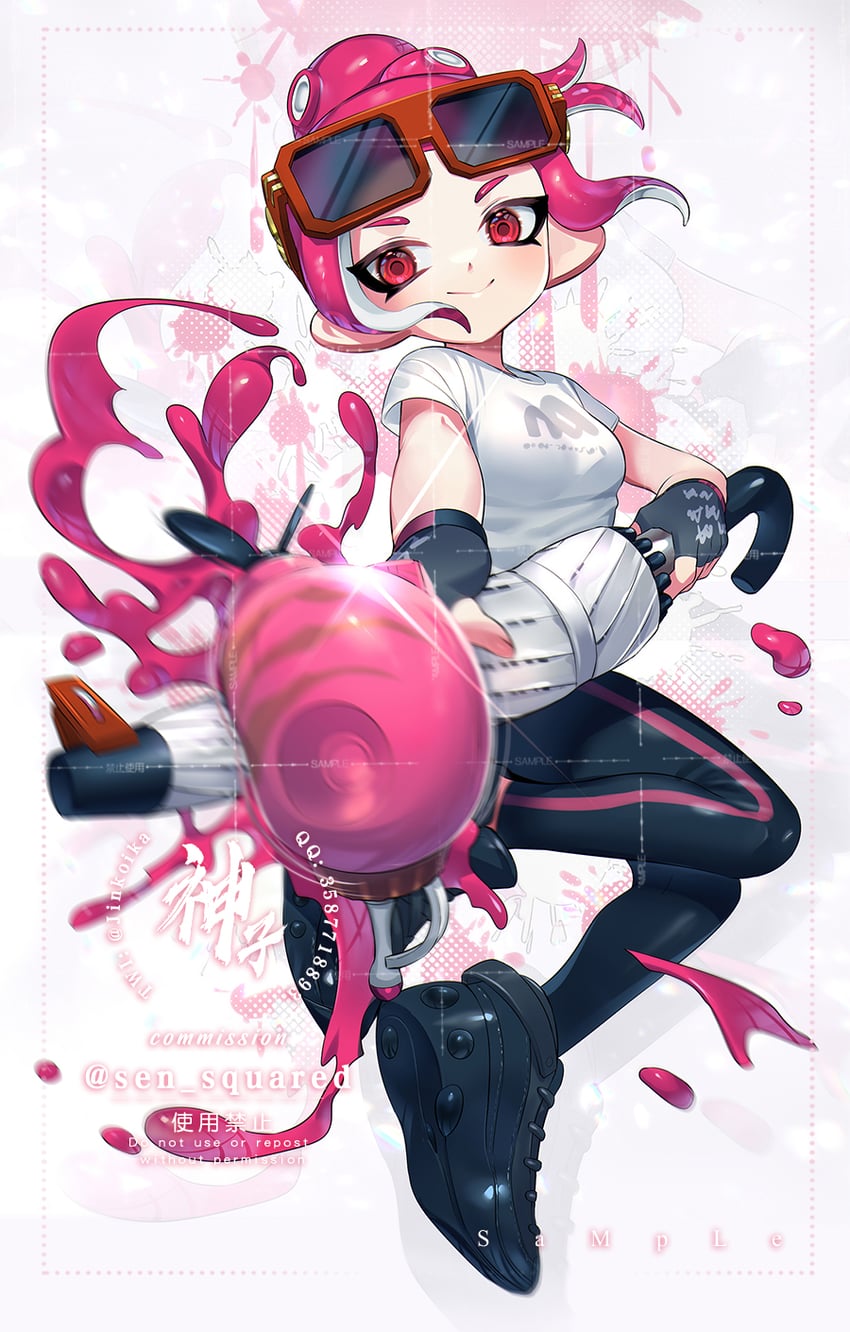 octoling player character and octoling girl (splatoon) drawn by jinkoika