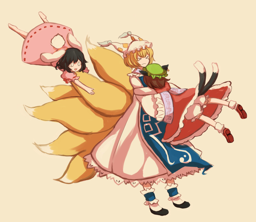 yakumo ran, chen, and inaba tewi (touhou) drawn by tsukiori