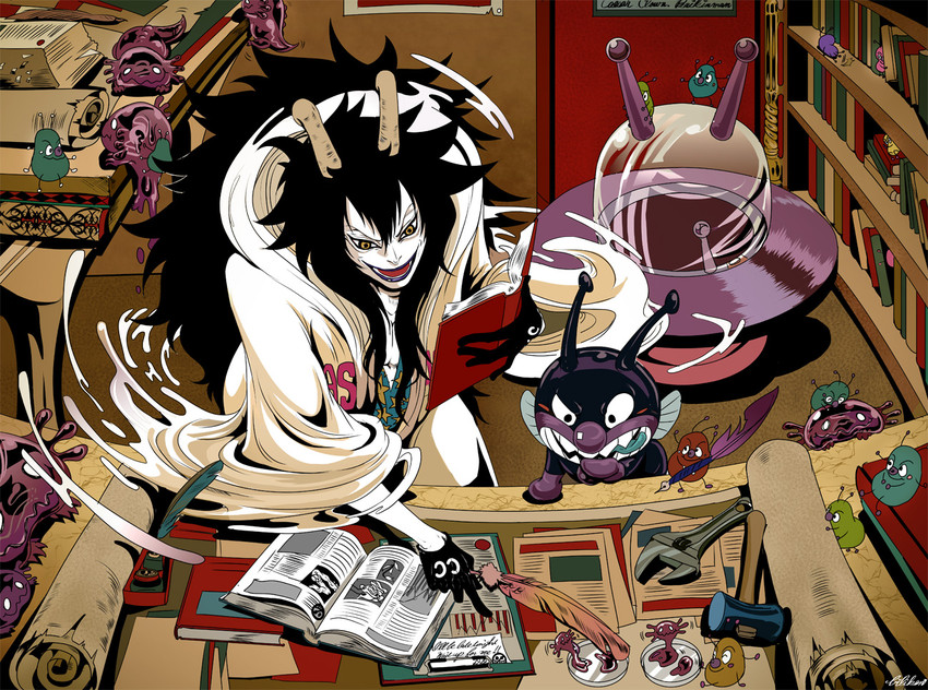 caesar clown, baikinman, and nakao ryuusei (one piece and 1 more) drawn by biliken