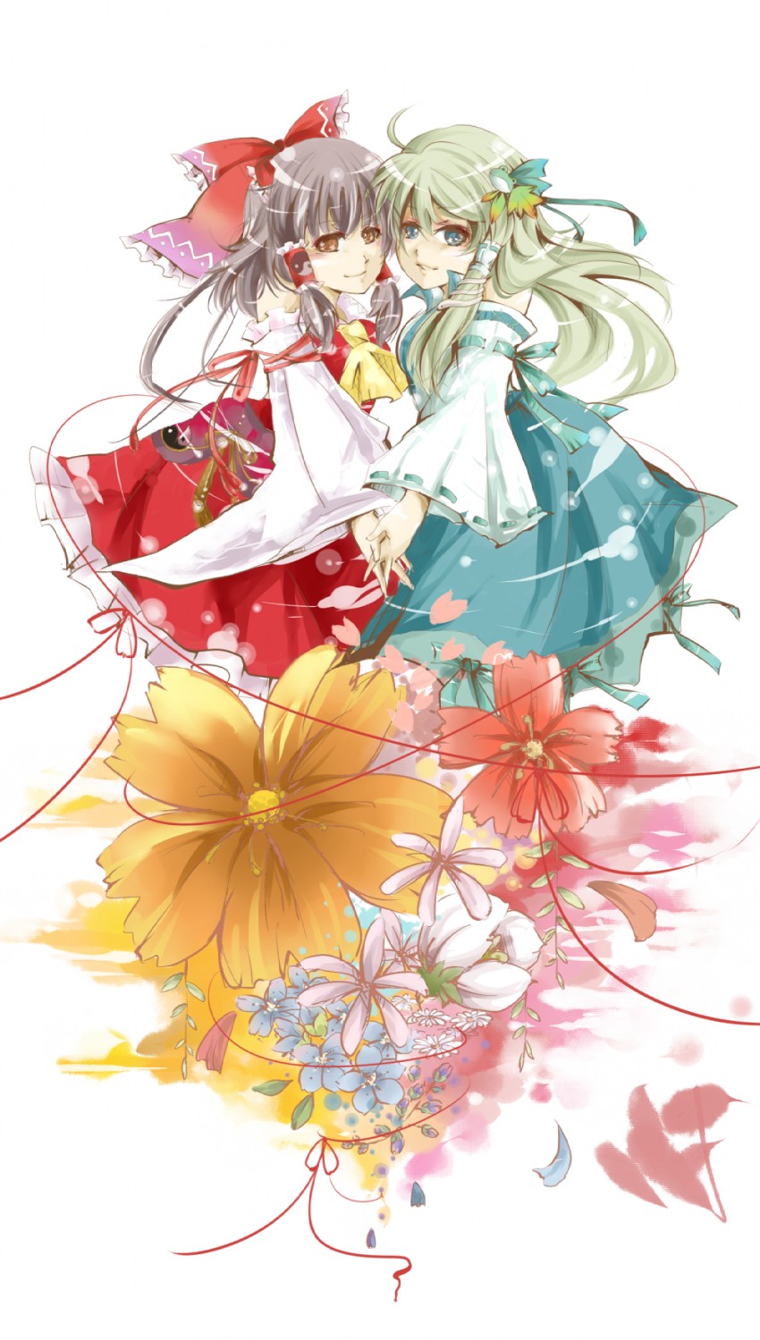 hakurei reimu and kochiya sanae (touhou) drawn by sooru0720