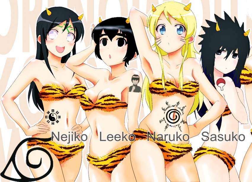 uchiha sasuke, lum, naruko, rock lee, and hyuuga neji (naruto and 1 more) drawn by mo_(ms7744)