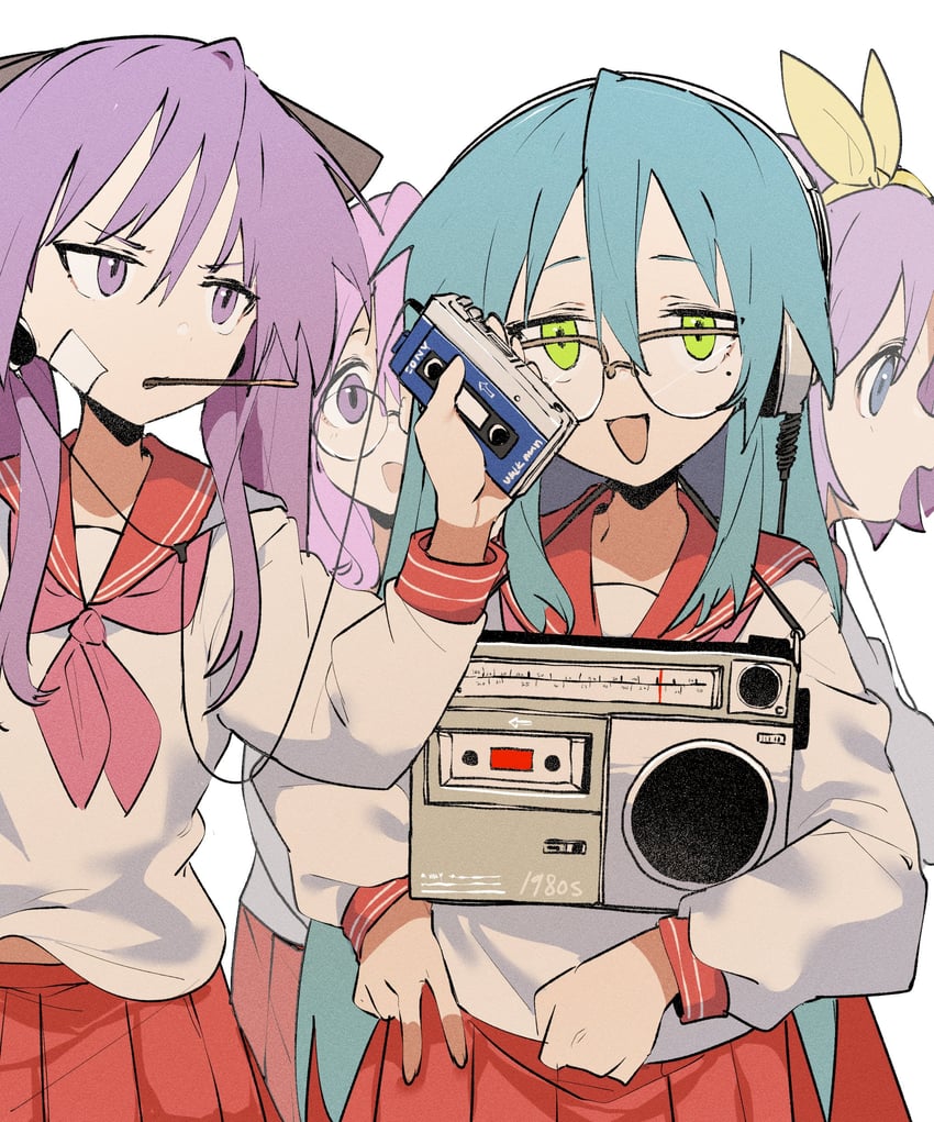 hiiragi kagami, izumi konata, hiiragi tsukasa, and takara miyuki (lucky star) drawn by ddari