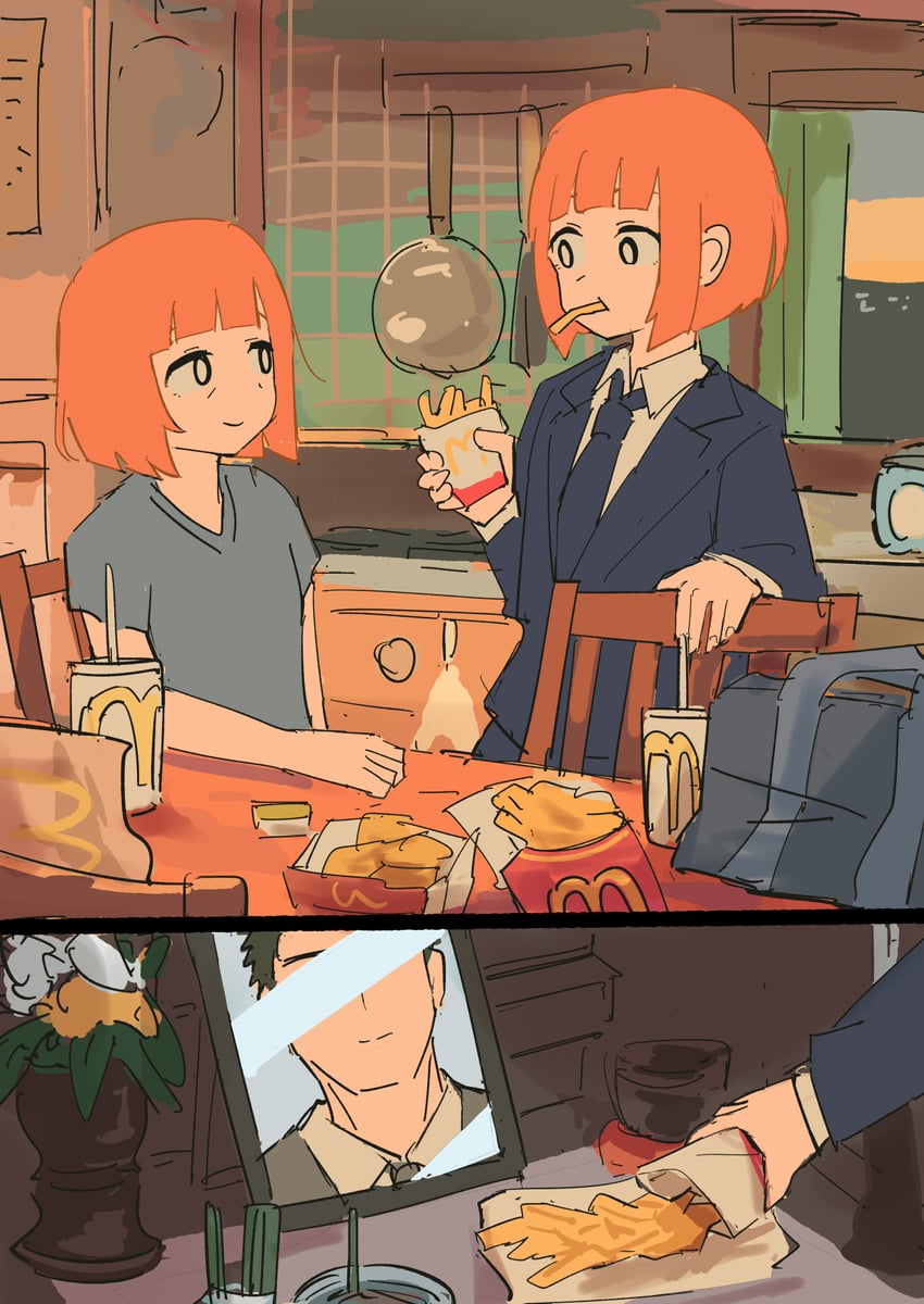 mother, daughter, and father (mcdonald's and 1 more) drawn by tenten_(chan4545)