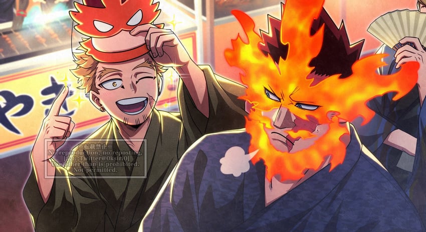 endeavor and hawks (boku no hero academia) drawn by 0ksiri0