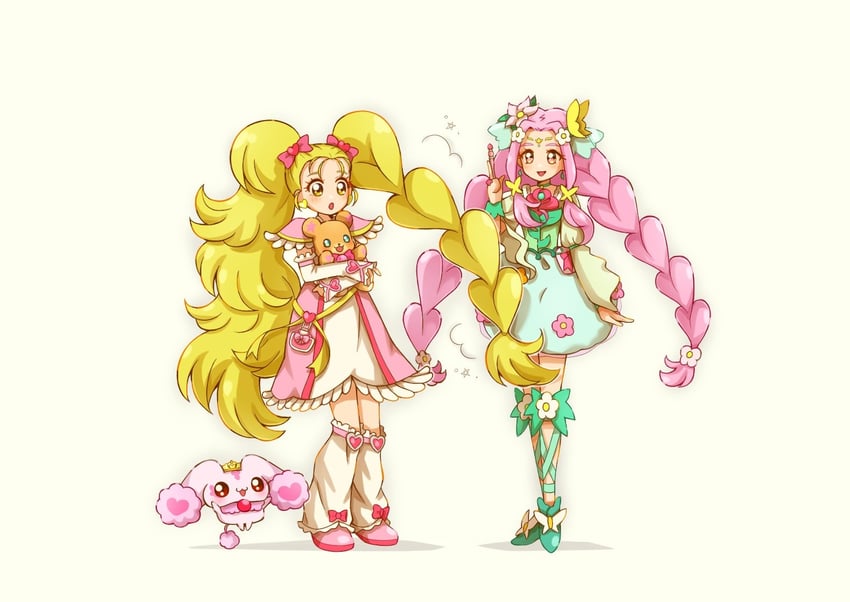 kujou hikari, hanami kotoha, mofurun, shiny luminous, and cure felice (precure and 3 more) drawn by yuu13