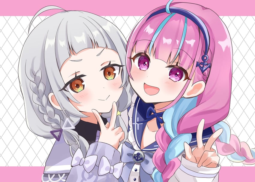 minato aqua and murasaki shion (hololive) drawn by nanaka_nagomi