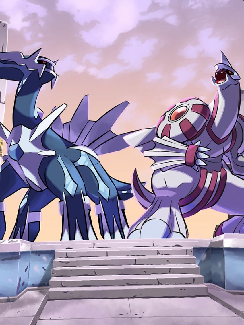 dialga and palkia (pokemon and 1 more) drawn by ariga_hitoshi