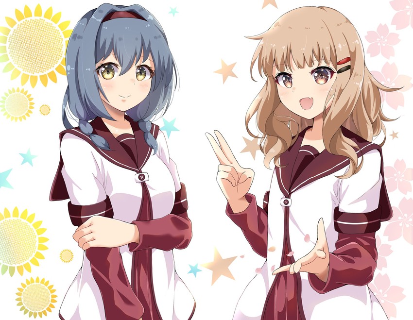 oomuro sakurako and furutani himawari (yuruyuri) drawn by wata9mm_no