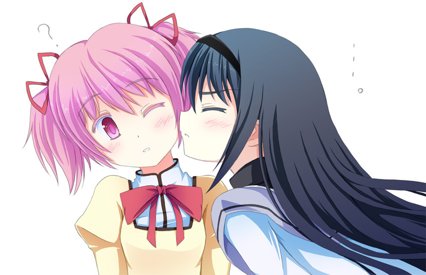 akemi homura and kaname madoka (mahou shoujo madoka magica) drawn by tri