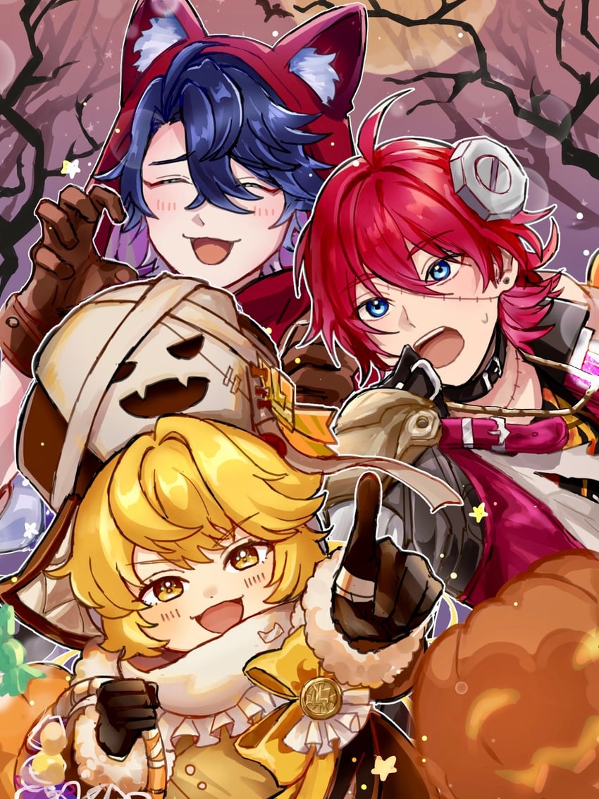 frankenstein's monster, sampo koski, hook, and luka (honkai and 2 more) drawn by kyuui_(kyuuiharuto)