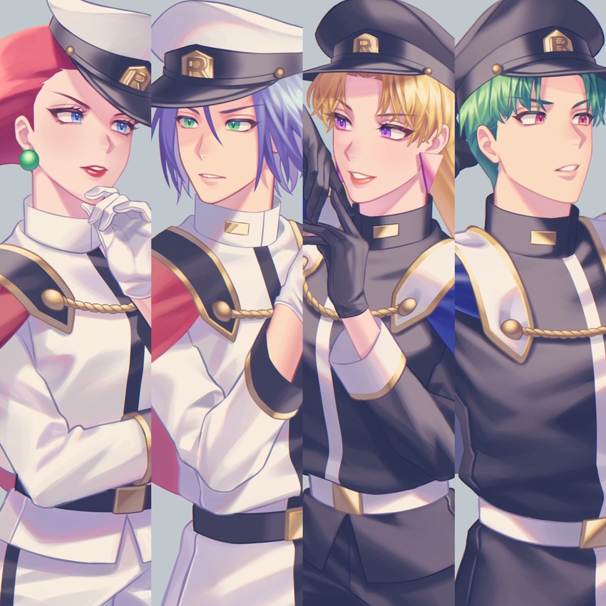 jessie, james, butch, and cassidy (pokemon) drawn by ruru_(gi_xxy)