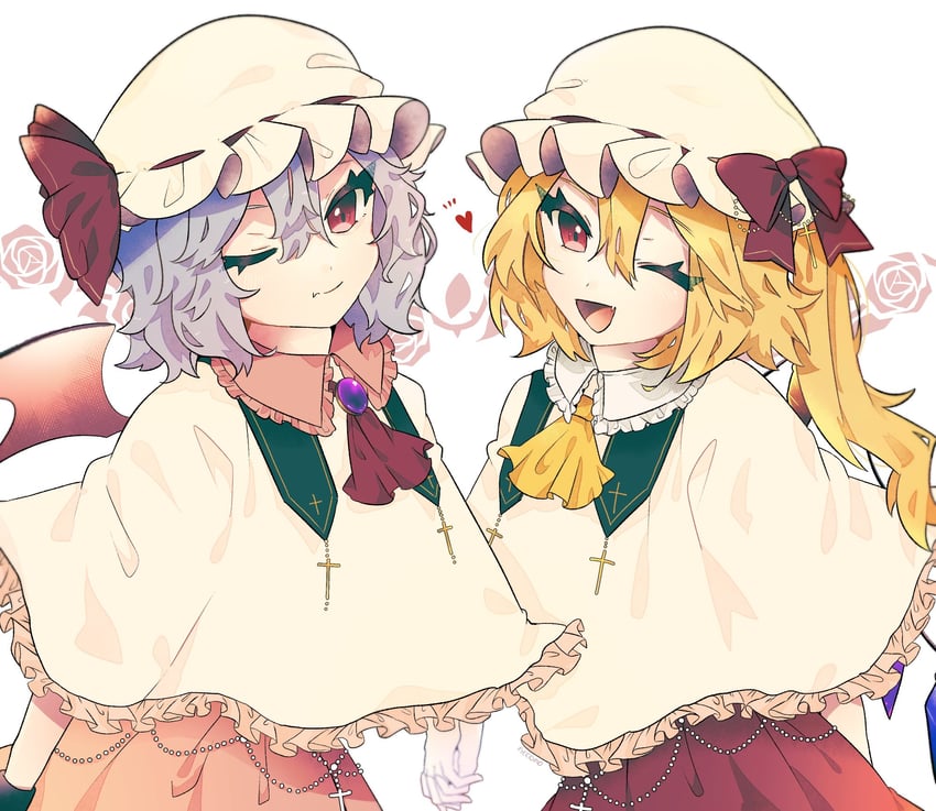 remilia scarlet and flandre scarlet (touhou) drawn by necono_(nyu6poko)