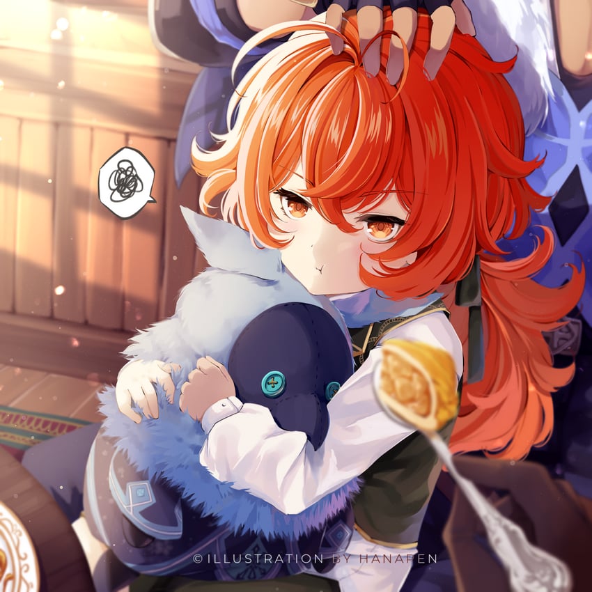 diluc, kaeya, and abyss mage (genshin impact) drawn by hanapen