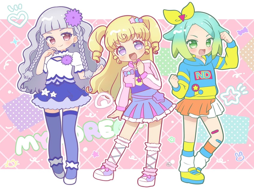 yumekawa yui, nijiiro nino, koda michiru, and miichiru (pretty series and 2 more) drawn by chii_(chi_pppuri)