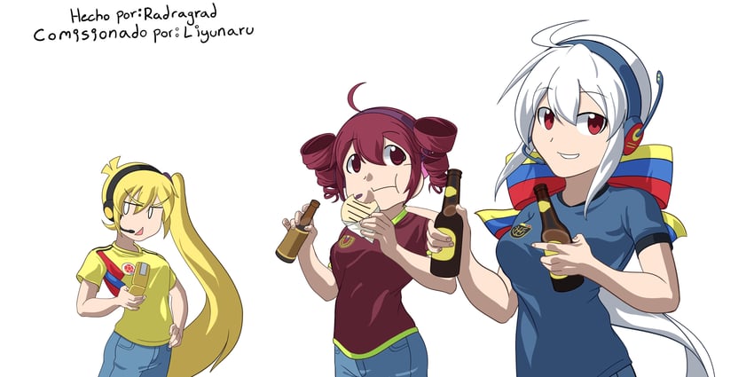 kasane teto, yowane haku, and akita neru (vocaloid and 1 more) drawn by radragrad