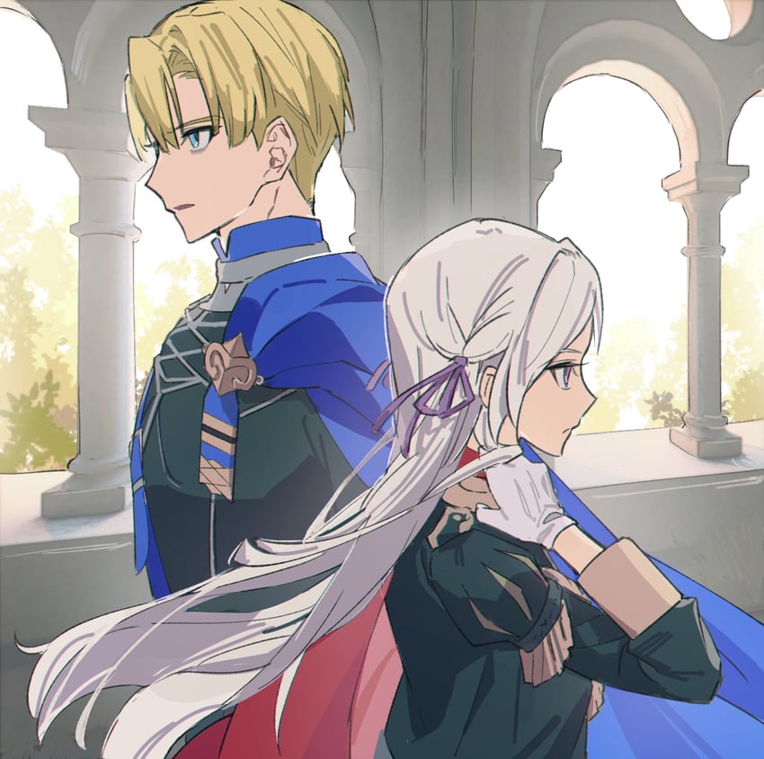 edelgard von hresvelg and dimitri alexandre blaiddyd (fire emblem and 1 more) drawn by ikaikakka