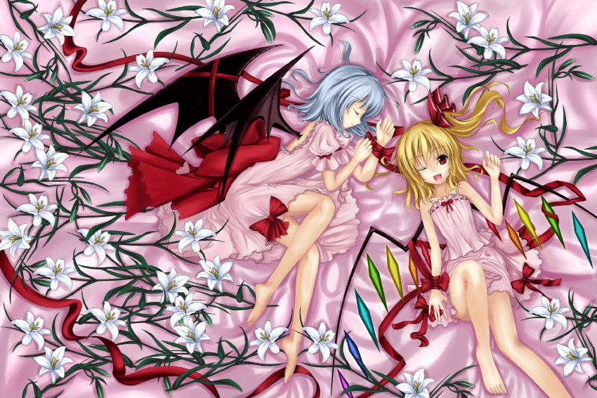 remilia scarlet and flandre scarlet (touhou) drawn by cloudy.r