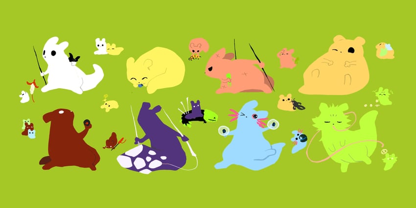 survivor, rivulet, spearmaster, artificer, hunter, and 6 more (rain world) drawn by yanyu_fish