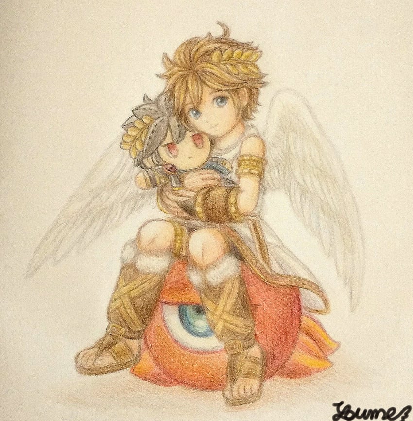 pit, dark pit, and monoeye (kid icarus and 1 more) drawn by suruga_kanade